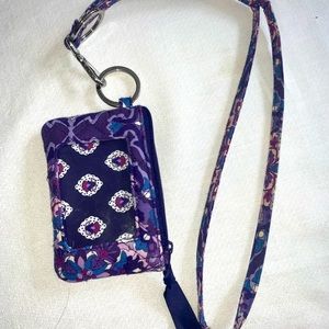 Purple floral Vera Bradley small wallet and lanyard
